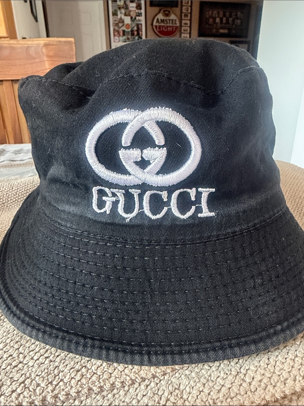Black/green reversible Bucket Hat with White/black  Embroidered Logo